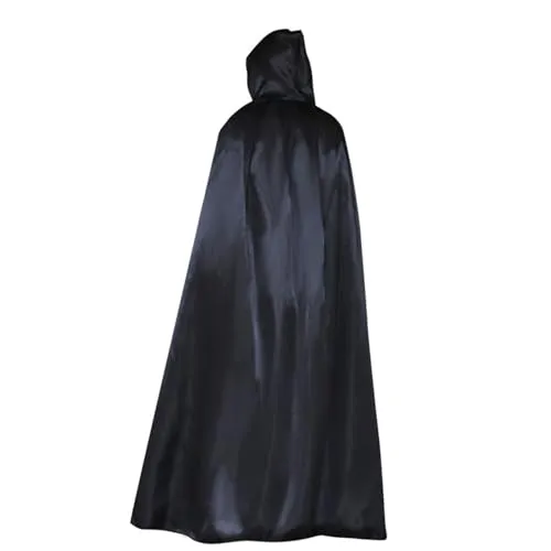 byou Halloween Umhang,Unisex Umhang mit Kapuze Lange Schwarzer Kapuzenumhang für Cosplay Halloween Kostüm