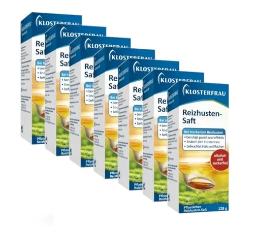 Klosterfrau Reizhusten-Saft | 6 x 128 g | Bei trockenem Reizhusten | alkohol- und zuckerfrei | beruhigt gezielt und effektiv