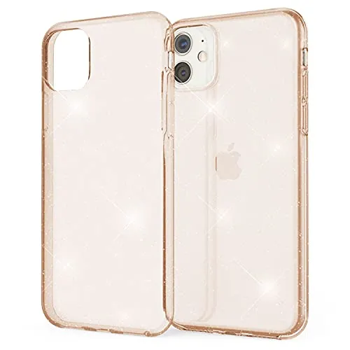 NALIA Glitzerhülle für iPhone 11 - Funkelndes Silikon Case - DAZZLIN (Transparent & Stoßfest) - Marke aus Berlin, Farbe:Gold
