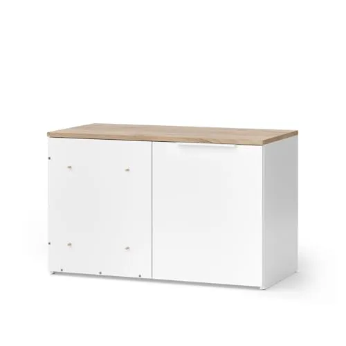 Vicco Highboard Wido, Weiß/Sonoma - Modernes Design für Ihr Zuhause - Highboard mit 1 Tür, aus hochwertiger Spanplatte, ideal für stilvolle Stauraumlösungen in Wohnräumen.