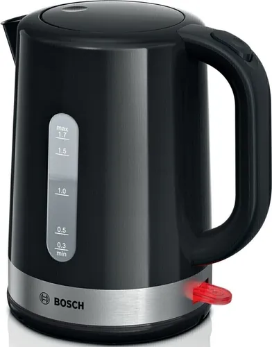 Bosch TWK 6A513 ComfortLine Wasserkocher schwarz - Kabelloser Wasserkocher mit 1,7 l Fassungsvermögen, 2200 W Leistung und 3-fach Sicherheitssystem für sorgenfreies Kochen.