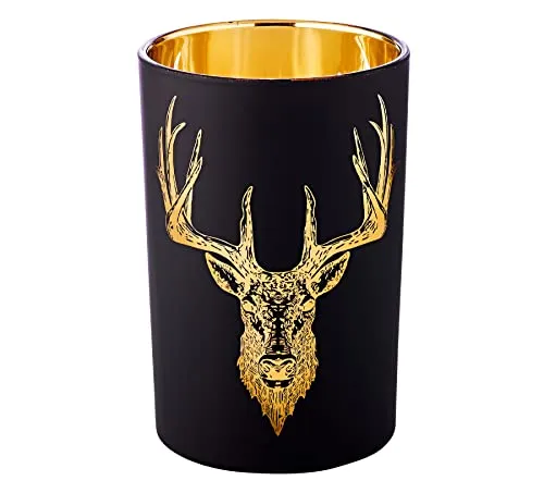 EDZARD Windlicht Teelichtglas Lio in schwarz von Edzard