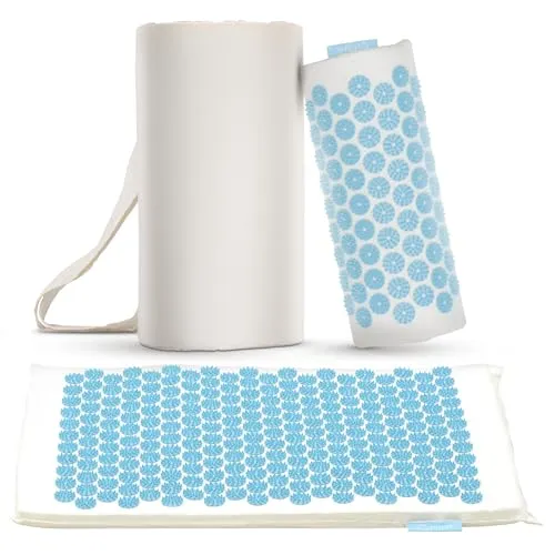 Fitleap Akupressurmatte Set mit Kissen - Yantramatten für wohltuende Entspannung: Das Set stimuliert Akupunkturpunkte, lindert Schmerzen und verbessert die Durchblutung – ideal für Wellness und Meditation.