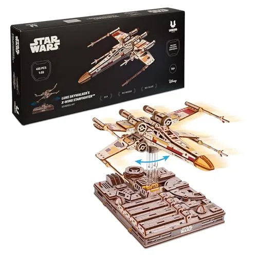 X-Wing Starfighter™ Luke Skywalker 3D Holzmodell - Tabletopspiele: Star Wars DIY Bausatz, aus 455 Holzbauteilen, ideal für Bastler ab 14 Jahren, Aufbauzeit ca. 20 Std. - ein einzigartiges Erlebnis für Fans!