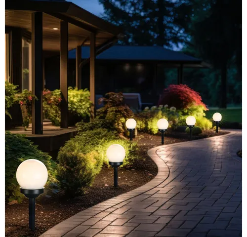 GLOBO LIGHTING LED Solarleuchte, LED-Leuchtmittel fest verbaut, Warmweiß, Solarleuchte Stecklampe Kugelleuchte LED Erdspieß weiß Gartendeko 6x