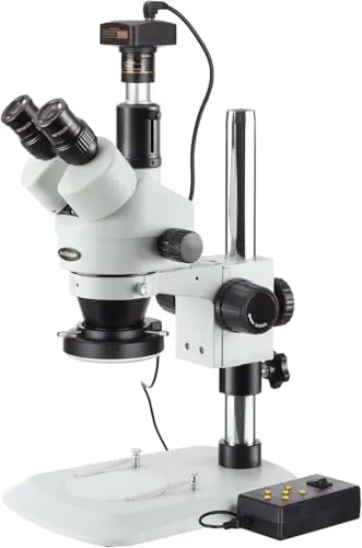 AmScope SM-1TNZ-144A-10M Zoom-Stereomikroskop mit 10MP-Kamera und 144-LED-4-Zonen-Licht, 3.5X-90X