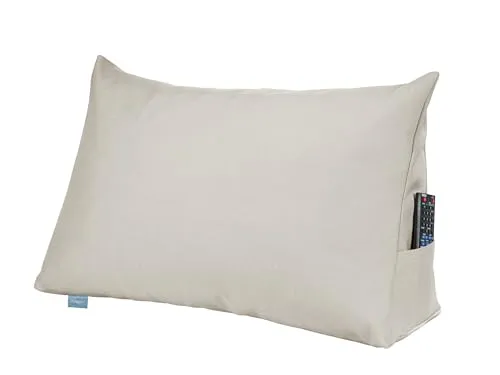 XDREAM Bettsitzkissen – Keilkissen für Bett und Sofa in Beige - Bücherkissen mit praktischer Keilform und Seitenfach, ideal für bequemes Sitzen und Lesen. Waschbarer Bezug, Öko-Tex zertifiziert und vielseitig einsetzbar.