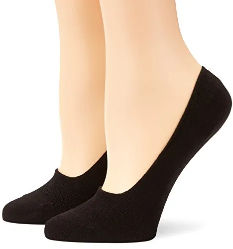 Camano Unisex 2er Pack Füßlinge aus Baumwolle Damen & Herren Zehensocken ohne Rutschen, Gr. 43-46, Schwarz (05 black)