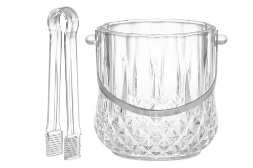 Eiskübel aus Glas mit Zange, Ø 13,5 cm – Elegant und Praktisch - Transparenter Eiskübel aus Glas mit Zange für stilvolles Servieren. Ideal für Partys und besondere Anlässe. Mit einem Durchmesser von 13,5 cm.