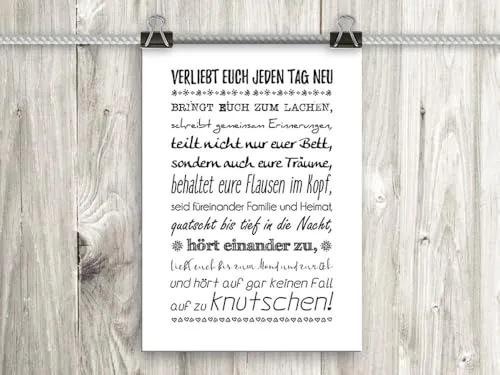 artissimo Poster DIN A4 Hochformat 21x29,7 cm PE0115-DR – Romantisches Sprüche Poster für Hochzeiten