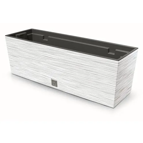 botle Blumenkasten Meißel Balkonkasten Pflanzkasten Weiß L 58 cm mit Topf Einsatz Pflanzkübel Einzigartiger Blumentopf Kunststoff