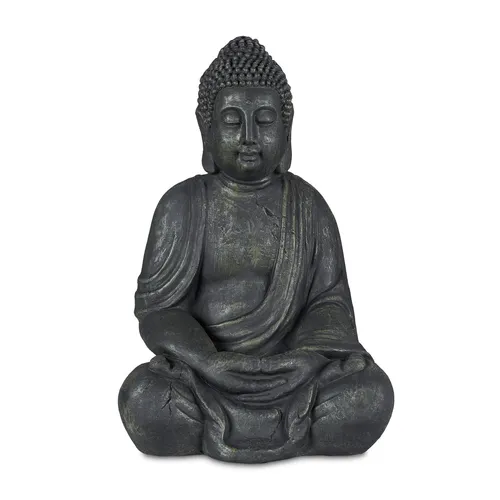 Buddha Figur Feng Shui Statue - Wetterfeste Garten Skulptur - Gartenfiguren & Verzierungen mit frostfester Buddha Skulptur aus Harz. Ideal für entspannende Gartenatmosphäre, 70 cm hoch und 6,9 kg schwer.