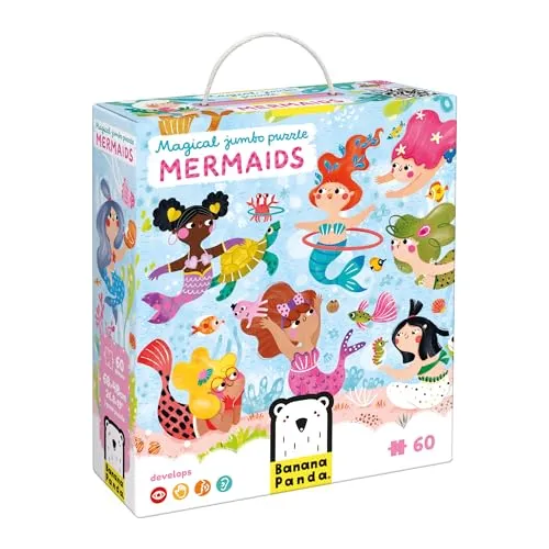 Magical Jumbo Puzzle Mermaids, 60 Teile Lernpuzzle für Kinder 4+, Bodenpuzzle Meerjungfrauen, 26.8