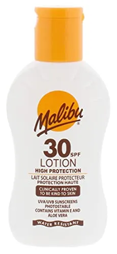 Malibu Hoher Schutz, wasserbeständig, Vitamin angereichert, LSF 30, Sonnencreen-Lotion, 100 ml
