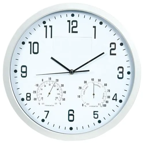 Sport-Tec Wanduhr 35 cm mit Hygrometer und Thermometer - Stylische Wanduhr für Wohnzimmer und Büro, kombiniert Zeitmessung mit Hygrometer und Thermometer für ein optimales Raumklima.