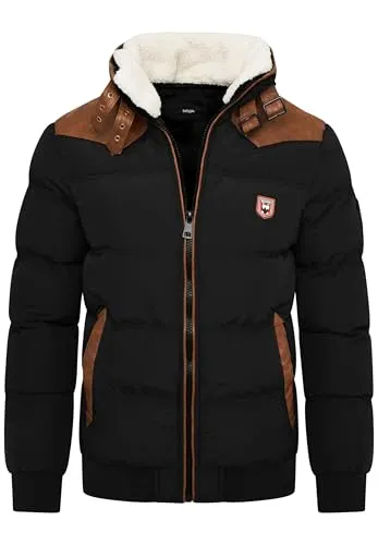 behype. Herren Winterjacke mit abnehmbarem Kunstfell - Funktionsjacken – Diese stylische Steppjacke bietet nicht nur Wärme durch den abnehmbaren Kunstfellkragen, sondern schützt auch vor Wind und Wetter. Perfekt für Outdoor-Aktivitäten!