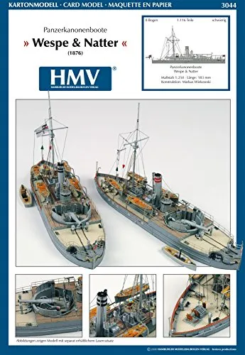 HMV HAMBURGER MODELLBAUBOGEN VERLAG Panzerkanonenboote SMS Wespe und SMS Natter
