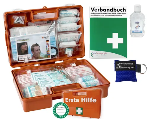 WM-Teamsport Erste-Hilfe-Koffer Erste-Hilfe Koffer M2 PLUS DIN 13157 + Notfallbeatmung & Hygiene-Gel