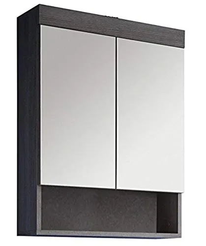trendteam smart living Spiegelschrank - Rauchsilber - kompakter Badspiegel mit Ablage - Modischer Spiegelschrank in Rauchsilber (58x75x18 cm) mit 3 Fächern und 2 Einlegeböden. Ideal für platzsparende Aufbewahrung im Bad und FSC-zertifiziert für nachhaltige Qualität.