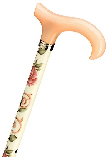Stockshop Gehstock Gehstock ENGLISH ROSES, Derbygriff roséfarben, Stock aus Leichtmetall
