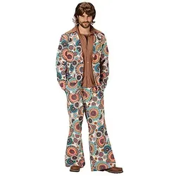 Carnival Party 2tlg. Kostüm ''60er Jahre'' für Herren - Herrenverkleidung für Fasching und Karneval - 2-teiliges Kostüm mit stylischem Hemd und Hose im bunten 60er Jahre Design, ideal für Kostümpartys und unvergessliche Auftritte.