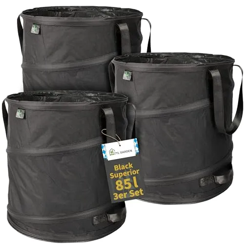 TTL GARDEN BLACK SUPERIOR 3x 85L Pop Up Gartensack in schwarz von TTL GARDEN