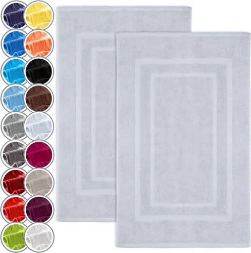 NatureMark Badematte 2er-Set Badvorleger 50x80cm, strapazierfähig, Baumwolle, rechteckig, Badematte 2-tlg., Duschmatte Duschvorleger, Premium Qualität, 50x80cm, Naturweiß