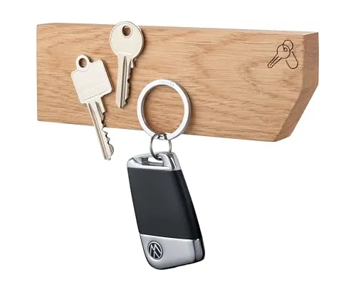 TROIKA Schlüsselbrett mit starker Magnetwirkung – HOLZWEG KEY BOARD – Magnete halten bis zu 3 Schlüsselbunde – inkl. doppelseitigem Markenklebeband zur Befestigung – Eichenholz – braun Original