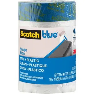 Scotch Abdeckfolie Blue PTD2093EL-24, 2in1, 60,9cm x 27,4m, transparent, 9my, mit Klebeband
