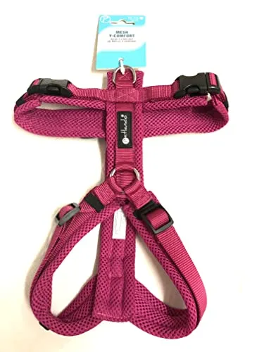 Petlando Brustgeschirr Mesh Y-Comfort Fuchsia M (Halsumfang 46-74 cm, Brustumfang 50-74 cm)