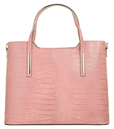 Henkeltasche CLUTY, rosa, echt Leder mit Reptilienprägung - Elegante Handtasche aus 100% echtem Leder im glamourösen Reptilien-Look. Ideal für Business und Abendveranstaltungen, Made in Italy. Geräumiges Hauptfach mit Reißverschluss und vielseitige Tragemöglichkeiten.