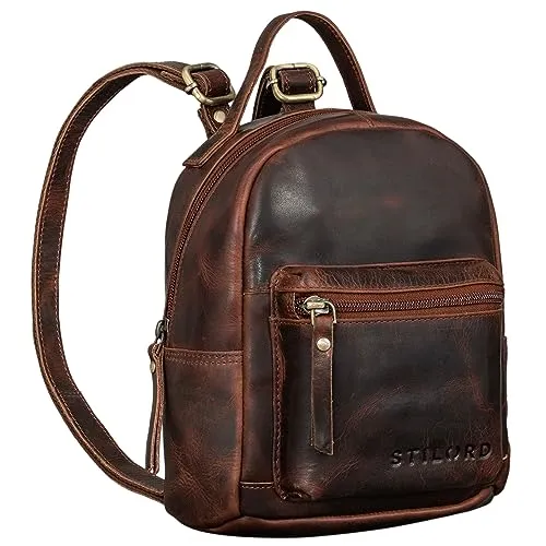 STILORD 'Tiny' Mini Rucksack Damen - Vintage Lederrucksack für City Trips - Damen-Rucksackhandtaschen aus hochwertigem Echtleder im kompakten Format, ideal für Reisen und den Alltag mit genügend Stauraum für Essentials.
