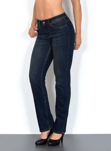 ESRA Straight-Jeans High Waist Straight Fit Jeans Damen Gerader Schnitt bis Übergröße G1 Straight Leg Damen Jeans High Waist Regular Jeanshose Stretch Hose