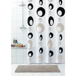 Produktbild Grund Duschvorhang Bubbles, Schwarz, Weiß, Beige, Kunststoff, Tropfen, 180x200 cm, Oeko-Tex® Standard 100, Made in Europe, Badtextilien, Duschvorhänge