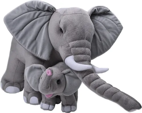 Wild Republic Mom and Baby Jumbo Elefant - Großes Kuscheltier (76 cm) aus recycelten Materialien, perfekt für Kinder als Geschenk und zur Förderung der Neugier auf die Tierwelt.