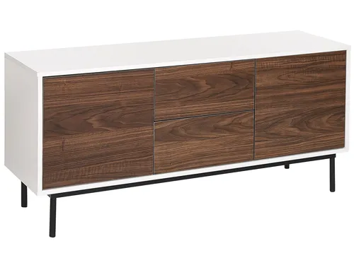 BELIANI Sideboard in Dunkler Holzoptik mit Weißer Faserplatte