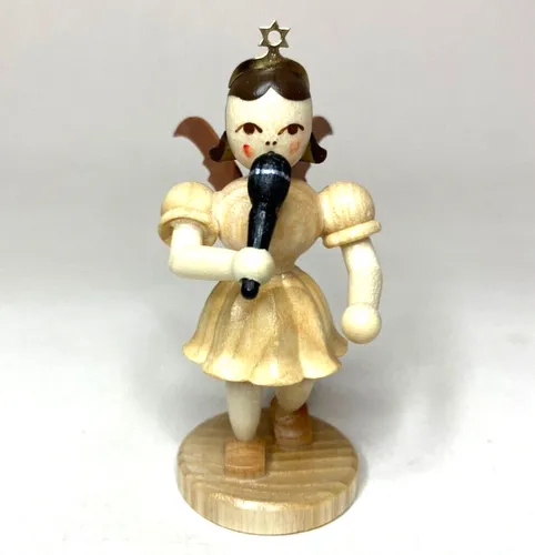 Blank Faltenrockengel mit Mikrophon, EK 094 - NEUHEIT 2025 - Figuren & Statuen: Kunstvoll bemalter Faltenrockengel aus dem Erzgebirge, ca. 6cm hoch, perfekt als Weihnachtsdeko und Sammlerstück.
