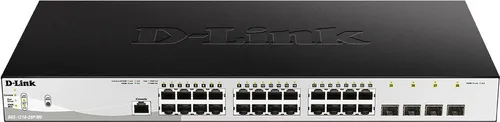D-Link DGS 1210-28P/ME - Managed PoE Switch mit 28 Ports - Switches, 24 x 10/100/1000 PoE Ports und 4 Gigabit SFP, ideal für energieeffiziente Netzwerkinfrastrukturen mit 193 W PoE-Leistung.