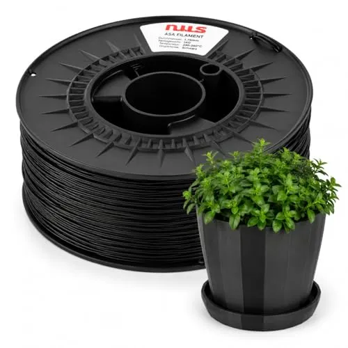 NuNus ASA Filament 1KG Hitzebeständig 1,75mm für 3D Drucker (Schwarz) - Hochwertiges ASA Filament für 3D-Drucker, bietet außergewöhnliche Robustheit und Wetterfestigkeit. Ideal für Outdoor-Projekte mit UV-Stabilität für langanhaltende Farbintensität. Perfekt für präzise Druckergebnisse!