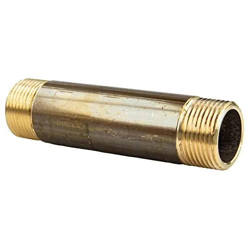 tecuro Rohrdoppelnippel, beidseitiges Außengewinde R 1/2 Zoll x 80 mm MS-blank, CW617N, nach Trinkwasserverordnung 50930-6