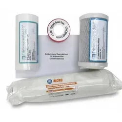 Umkehrosmose Anlage Filter RO 4 Mini 5 Zoll - Weiß - Vielseitiger Filtersatz für die RO 4 Mini, ideal für sauberes Trinkwasser. Enthält Sediment- und Aktivkohlefilter sowie alles für die einfache Installation.