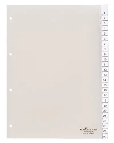 Durable Register A4 mit umschweißten Taben, 25tlg., 1 Stück, transparent, 682419