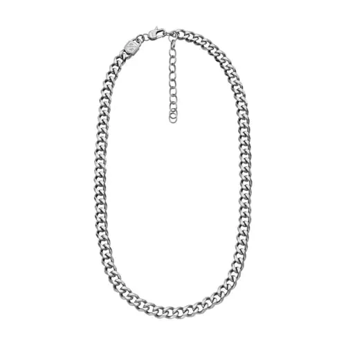 Fossil Herren-Kette aus Edelstahl, silber - Kette ohne Anhänger aus hochwertigem Edelstahl, mit stilvollem IP-Black/IP-Gold Design und sicherem Karabinerverschluss - ideal für modebewusste Männer.