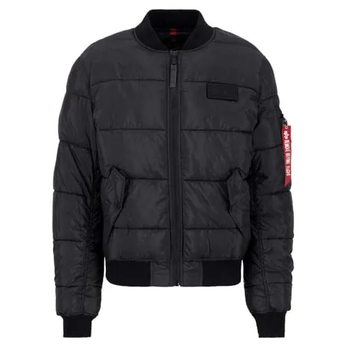 Alpha Industries MA-1 Puffer Bomberjacke für Herren - Black - Funktionsjacke im Regular Fit mit praktischen seitlichen Eingriffstaschen und dem ikonischen 