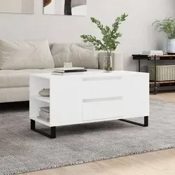 vidaXL Couchtisch mit Stauraum - Beistelltisch für das Wohnzimmer mit 2 Schubladen und 4 Fächern für optimale Organisation, aus langlebigem Holzwerkstoff und mit modernen Metallbeinen für Stabilität und Eleganz.