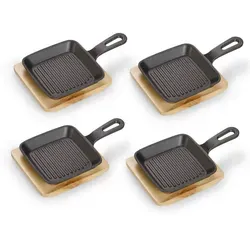 Echtwerk Pfannenset 4-teilig, Schwarz - Pfannen Set aus kratzfestem Metall, ideal zum Kochen mit quadratischer Form und 0,25 L Fassungsvermögen – perfekt für kreative Gerichte!