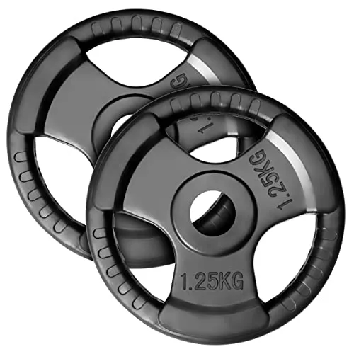 MAXXIVA® Hantelscheiben 2er Set Gewichtsplatte je 1,25 kg Gusseisen Gripper Gummi schwarz 2,5 kg Fitness Krafttraining Bodybuilding Workout Gewichtheben Reha