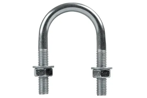 Produktbild DROMET U-Bügel M8 mit 35 mm Breite und 68 mm Höhe, 1 Zoll Rundstahlbügel verzinkt für Rohre und Anhänger, inklusive Muttern und Unterlegscheiben, Klasse 5.8 Stahl