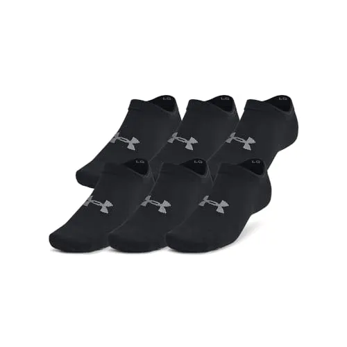 Under Armour Unisex UA Essential 6pk No Show Socken, Schwarz, 31.5-36.5 EU - Bequeme No Show Sportsocken für Damen und Herren – leicht, atmungsaktiv und mit optimaler Mittelfußstütze. Ideal für ein angenehmes Tragegefühl beim Sport.