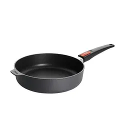 WOLL Guss-Hochrandpfanne Diamond Lite, schwarz - Hochwertige Bratpfanne aus Aluminium-Guss mit fünflagiger Diamant-Versiegelung, abnehmbaren Stiel und backofenfest bis 300°C. Ideal für vielseitige Kochmöglichkeiten.